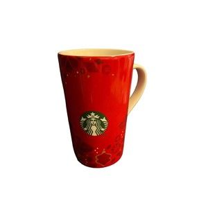 Starbucks Red Holiday 2013 Tall Mug Cup 16oz Logo Christmas w/Check Boxes